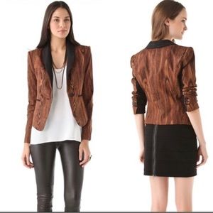BCBGMAXAZRIA Bowie Wood Grain Tuxedo Blazer